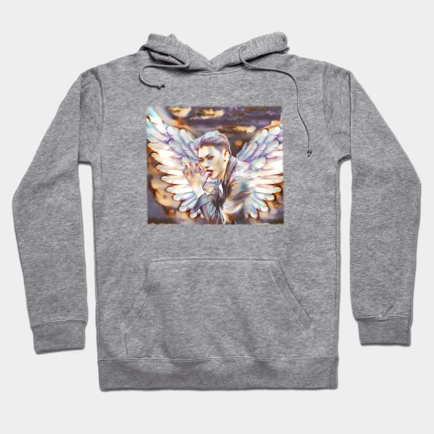 K-pop Stray Kids Felix Angel Wings Fan Art Hoodie by ArtFulArts